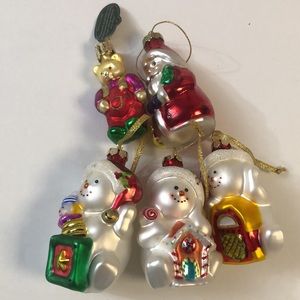Bundle Of 5 Glassblown Christmas Ornaments